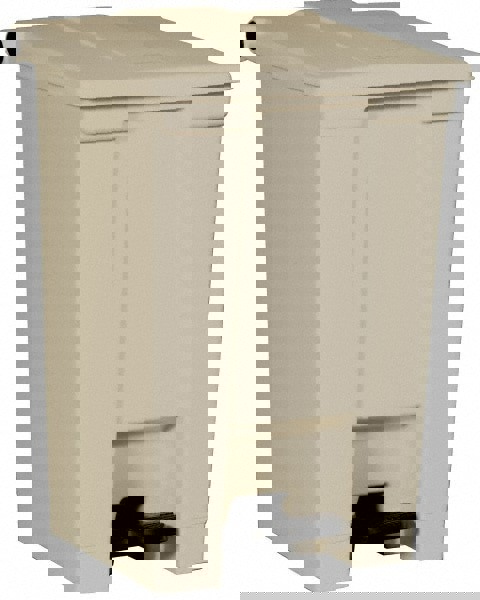 Indoor Utility Step-On Waste Container, 12 gal, Plastic, Beige